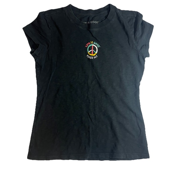 Life Is Good Tops - Life Is Good Peace Out Women's Tshirt Small Cap Sleeves